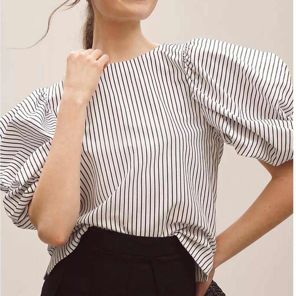 ANTHROPOLOGIE Maeve Puff-Sleeve Boatneck Top